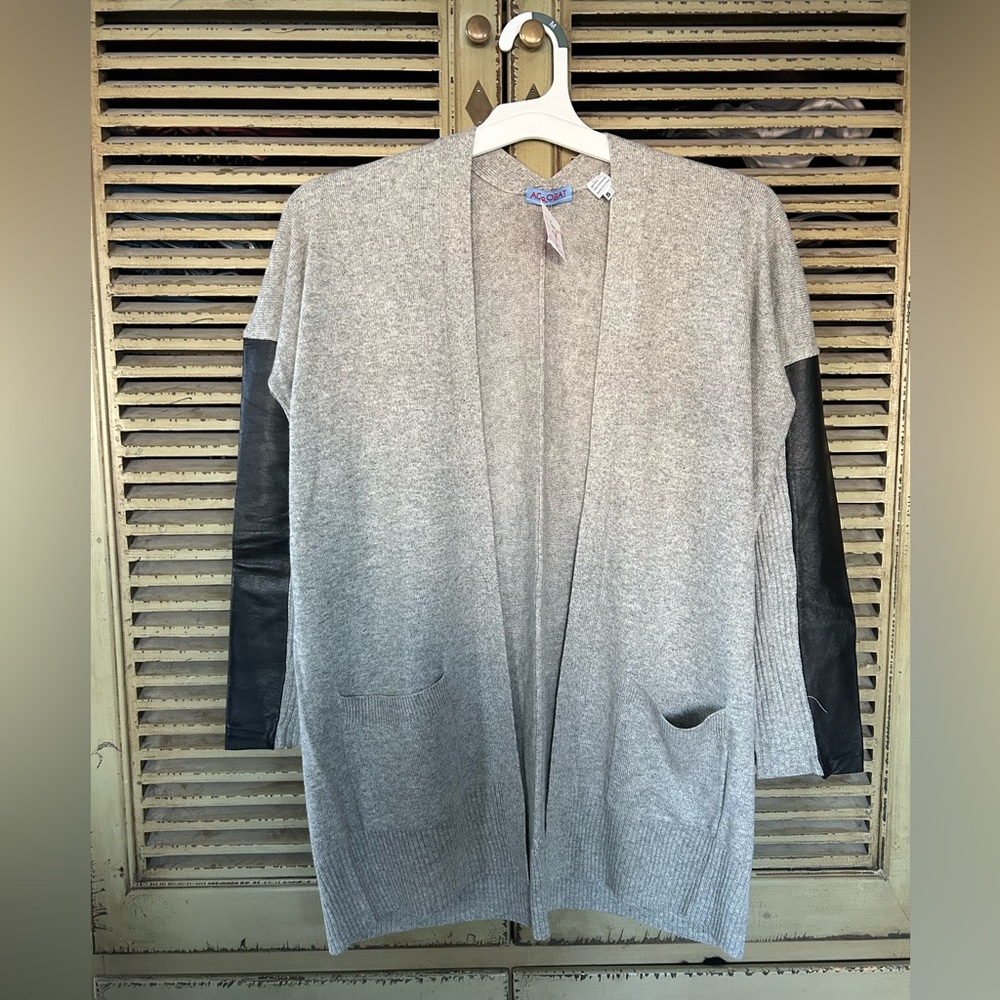 Acrobat cardigan with leather sleeve detail